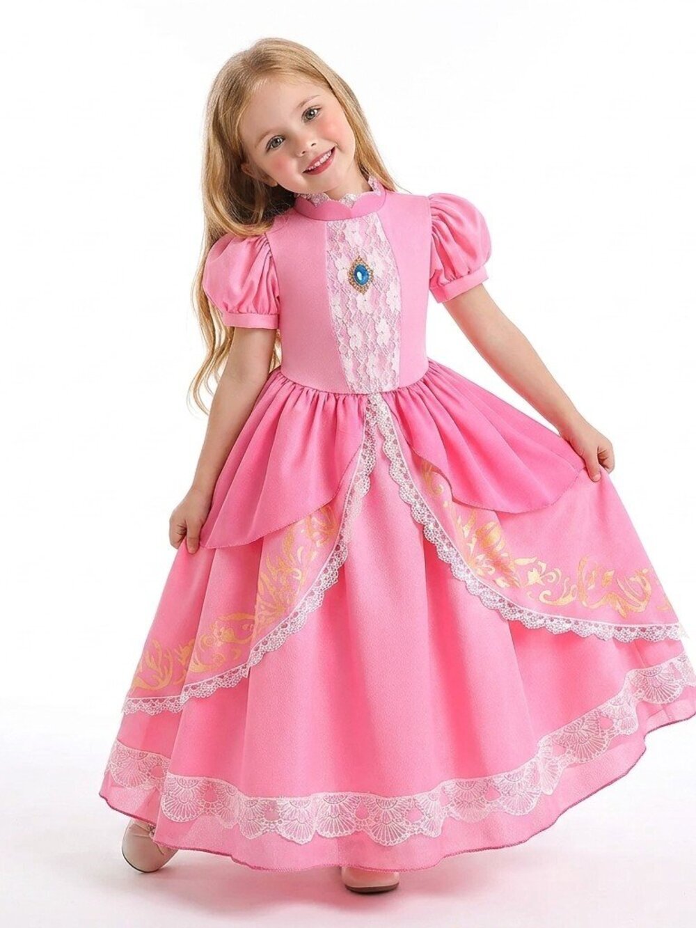 Princess Peach Inspired Pink Dress Set with Crown & Accessories - Picture 3 of 6